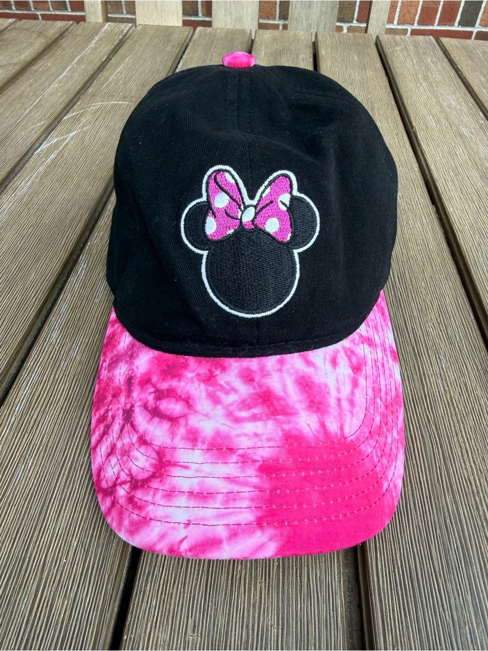 Disney Minnie Mouse Pink Tie-Dye Baseball Cap Adjustable Black Hat